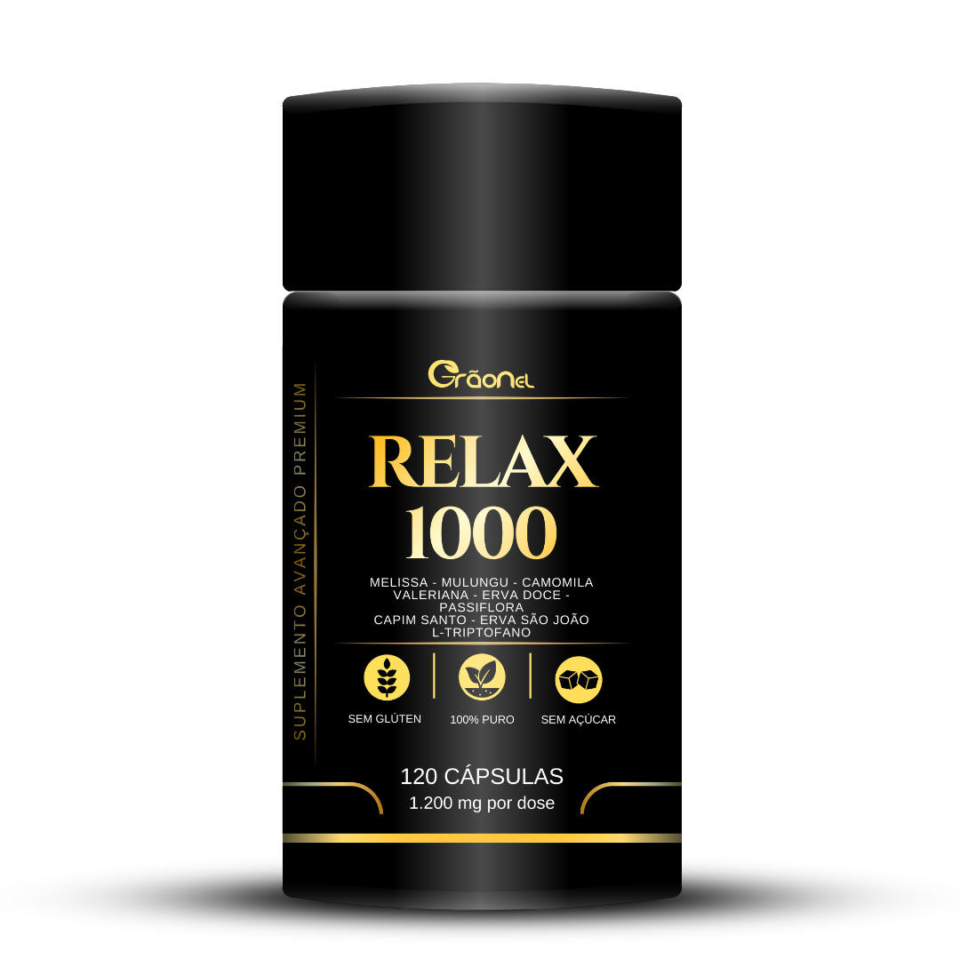 Relax 1000 – Calmante composto Natural – 550 mg – 120 cápsulas.
